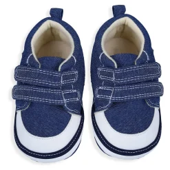 Colour Blocked Hookloop Stylish And Casual Denim Velcro Booties - Blue