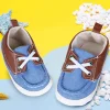 Colour Blocked Stylish Boat Slip-On Booties - Blue
