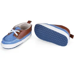 Colour Blocked Stylish Boat Slip-On Booties - Blue