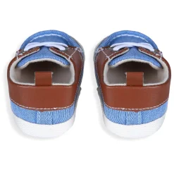 Colour Blocked Stylish Boat Slip-On Booties - Blue