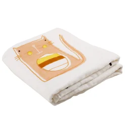 Colourful Cats White Medium Muslin Blanket