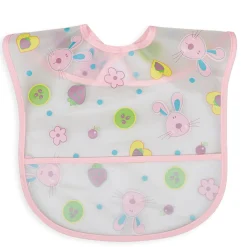 Crumb Catcher Waterproof Feeding Bib Strawberry Rabbit Pink