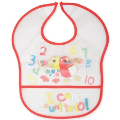 Crumb Catcher Waterproof Feeding Bib Counting Numbers Red