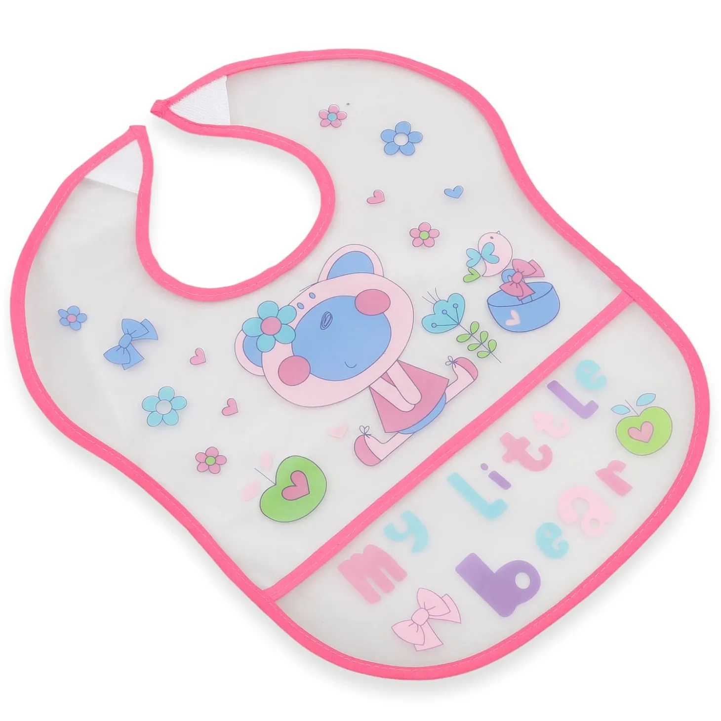 Crumb Catcher Waterproof Feeding Bib My Little Bear Pink