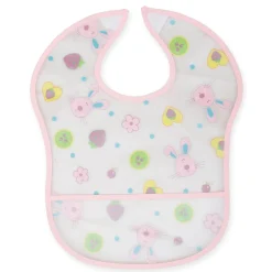Crumb Catcher Waterproof Feeding Bib Strawberry Rabbit Pink