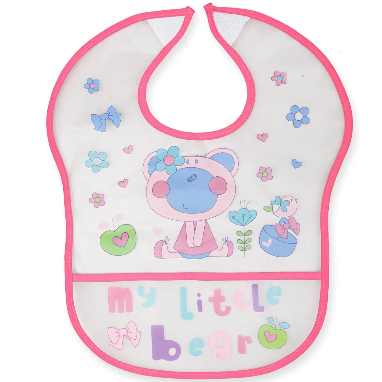 Crumb Catcher Waterproof Feeding Bib My Little Bear Pink
