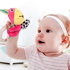 Cuddle Animal Pink Rattle