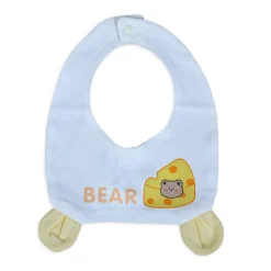 Cute Bear Full Sleeves One-Piece Body Suit With Snap Buttons Tie Knot And Matching Bib - Yellow