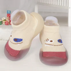Cute Eye Anti-Skid Slip-On Rubber Sole Shoes - Cream, Maroon