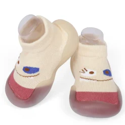 Cute Eye Anti-Skid Slip-On Rubber Sole Shoes - Cream, Maroon
