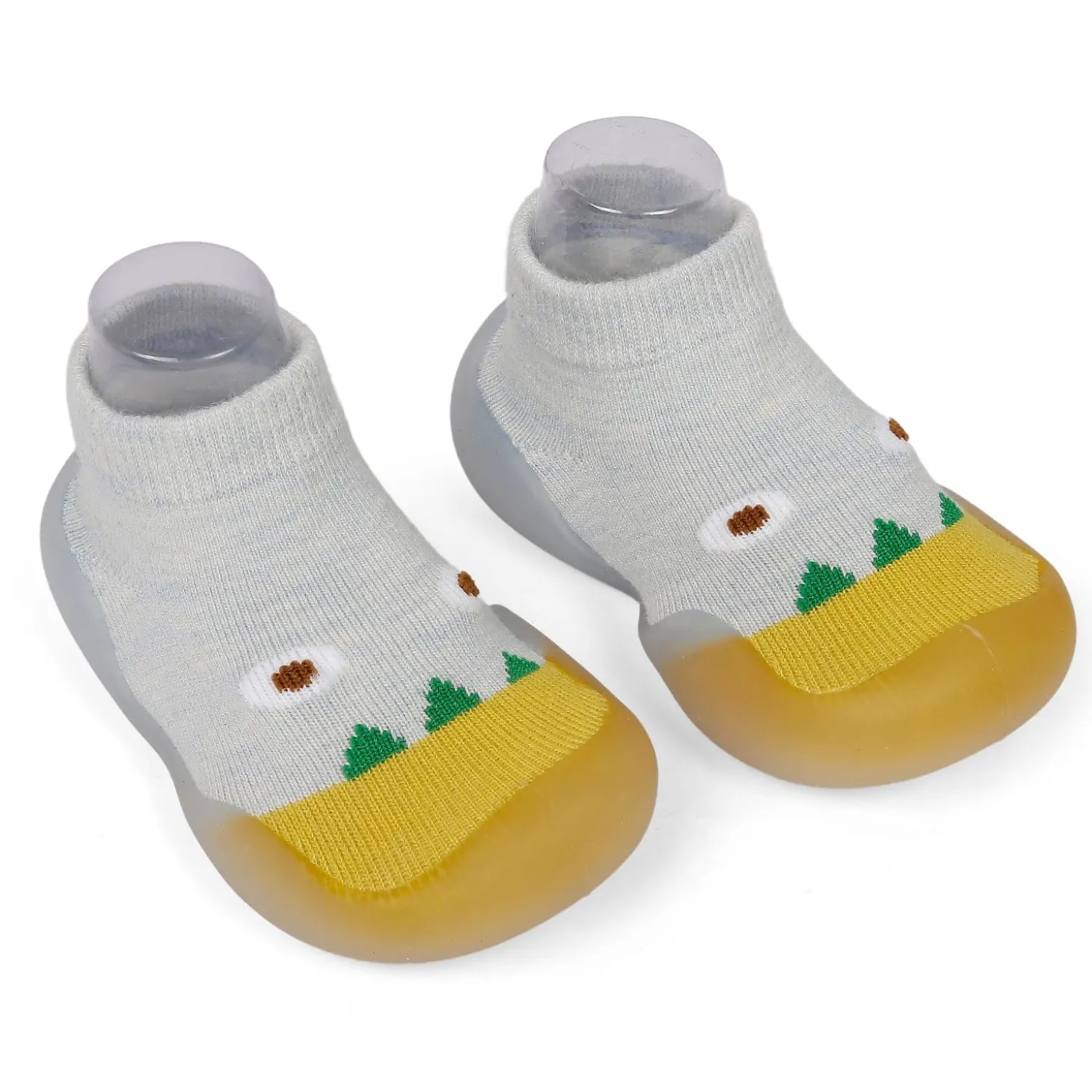 Cute Eye Anti-Skid Slip-On Rubber Sole Shoes - Grey, Yellow