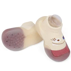 Cute Eye Anti-Skid Slip-On Rubber Sole Shoes - Cream, Maroon