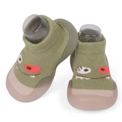 Cute Eye Anti-Skid Slip-On Rubber Sole Shoes - Olive Green