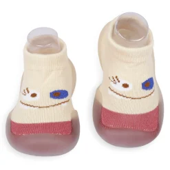Cute Eye Anti-Skid Slip-On Rubber Sole Shoes - Cream, Maroon