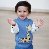 Cute Giraffe Premium Full Sleeves Knitted Sweater - Blue And White