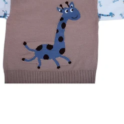 Cute Giraffe Premium Full Sleeves Knitted Sweater - Brown And White