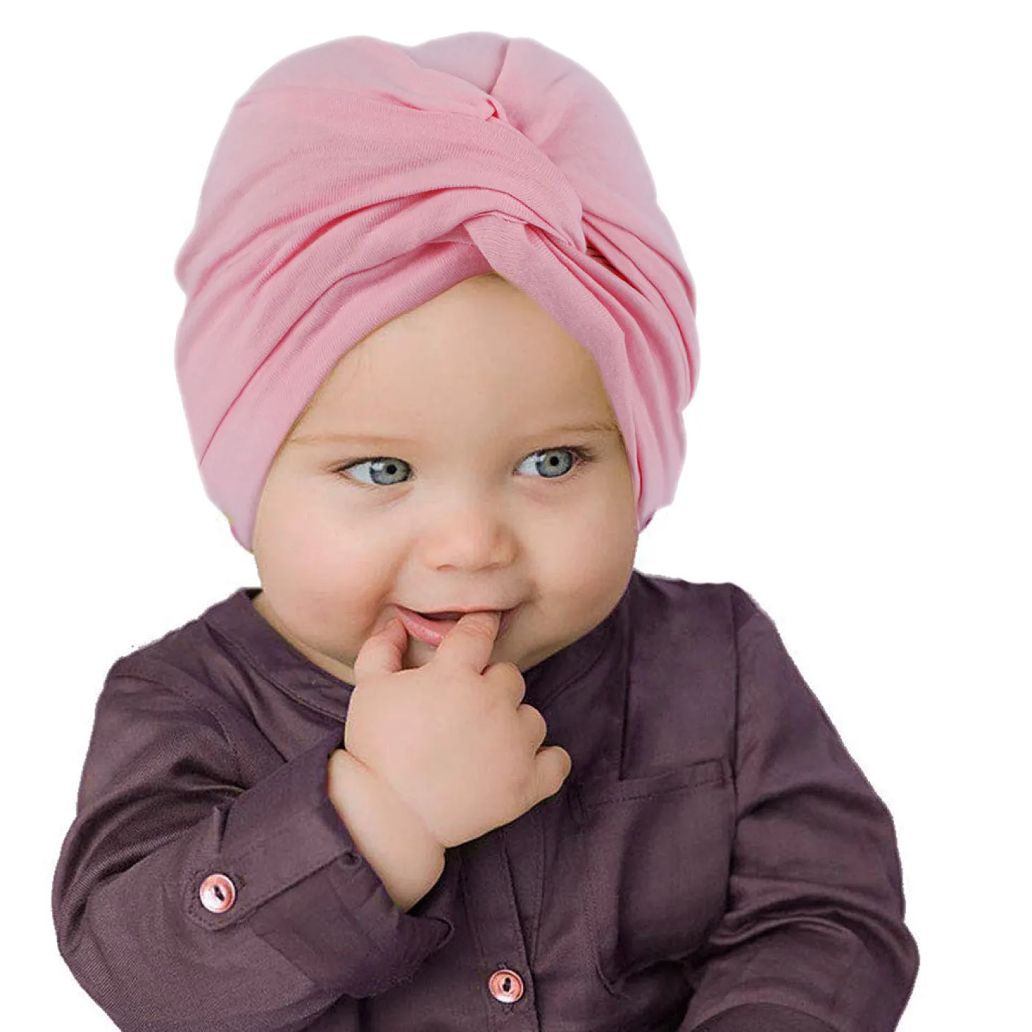 Cute Knotted Turban Cap Infant Beanie - Pink