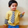 3D Neck Tie Premium Full Sleeves Knitted Sweater - Mustard