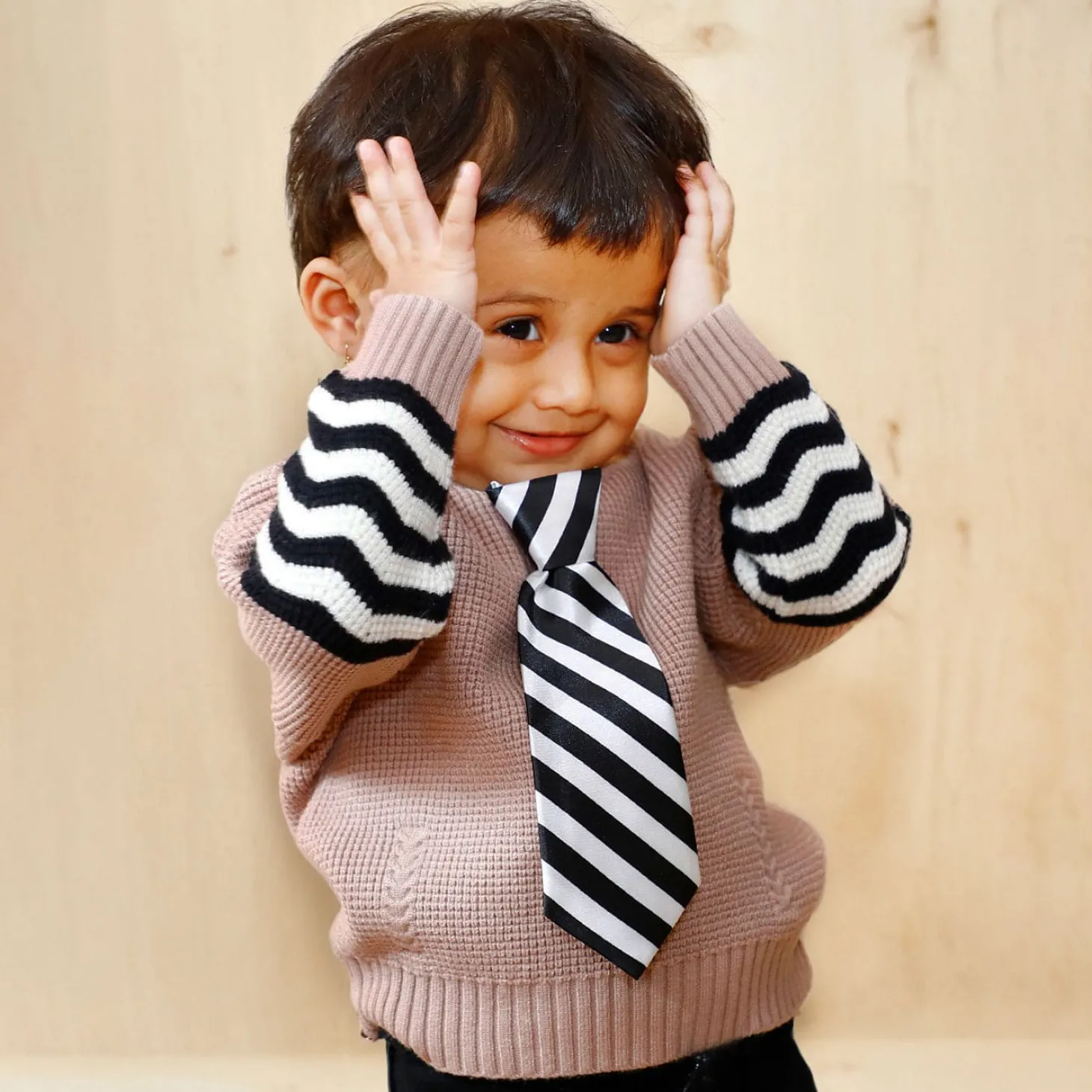 3D Neck Tie Premium Full Sleeves Knitted Sweater - Brown