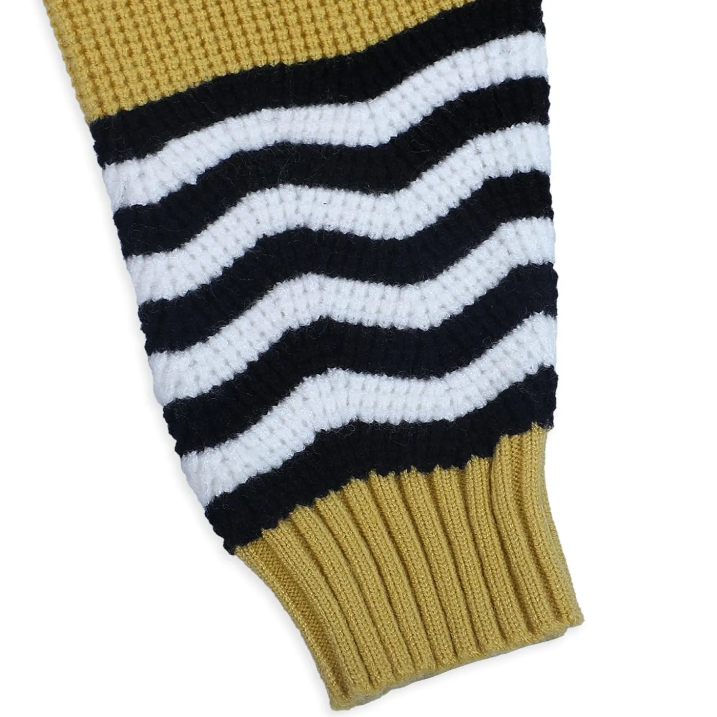 3D Neck Tie Premium Full Sleeves Knitted Sweater - Mustard