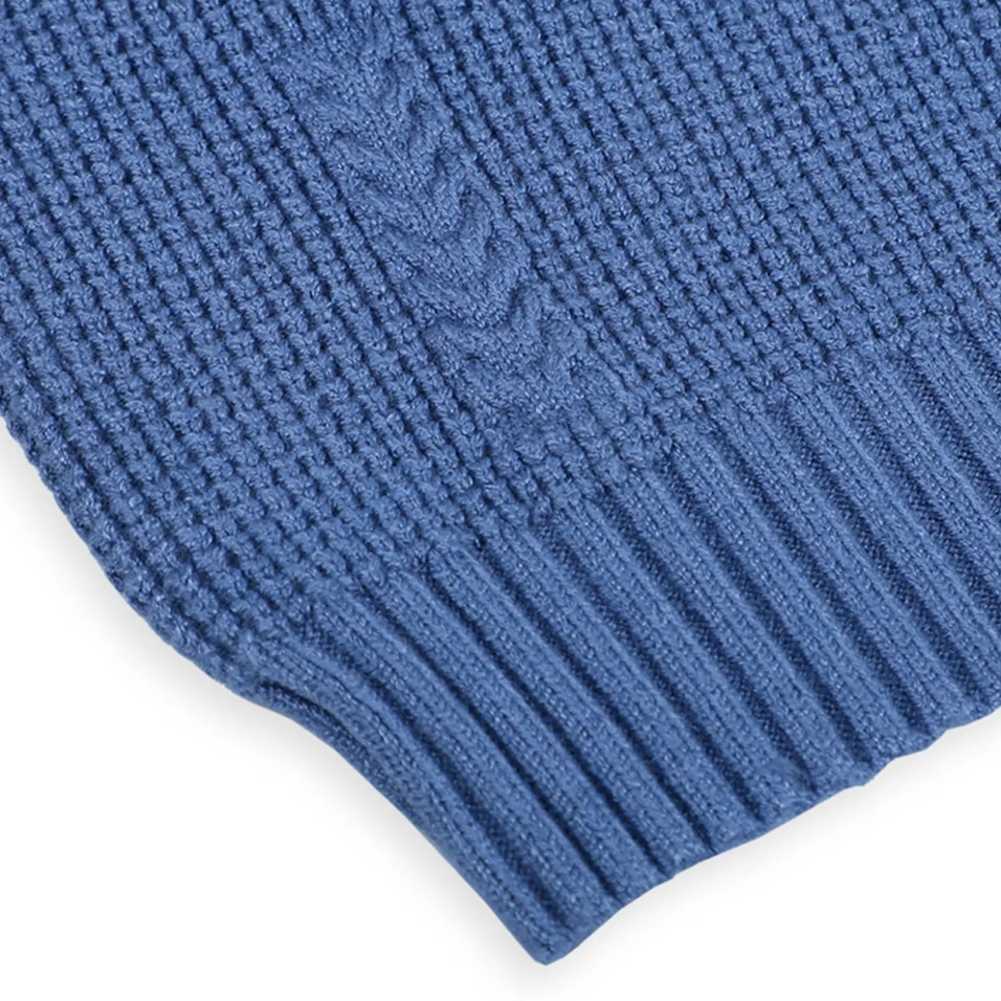3D Neck Tie Premium Full Sleeves Knitted Sweater - Blue
