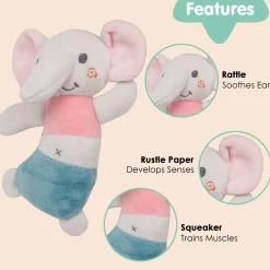 Dancing Elephant White Handheld Rattle Toy