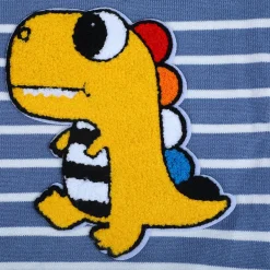 Dashing Dino Striped Premium Full Sleeves Knitted Sweater - Blue