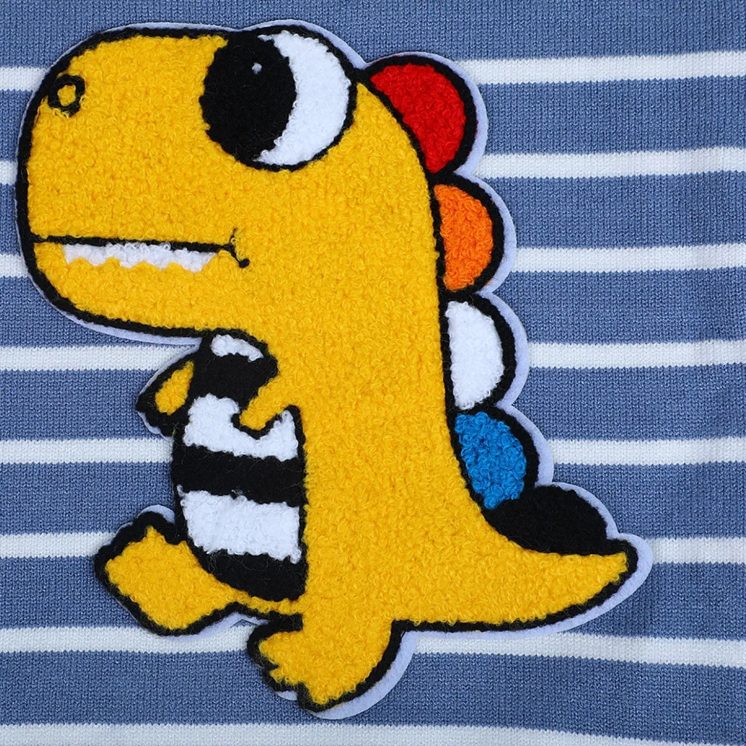 Dashing Dino Striped Premium Full Sleeves Knitted Sweater - Blue