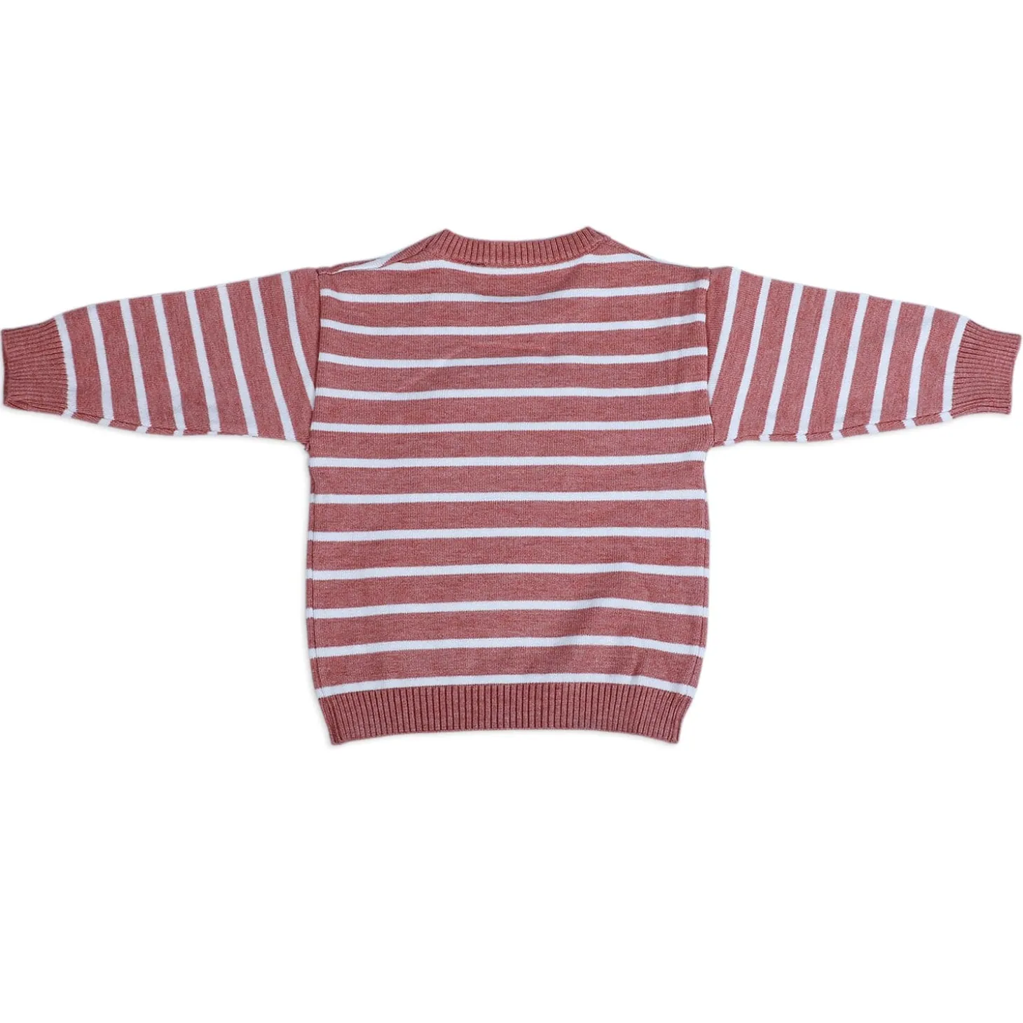 Dashing Dino Striped Premium Full Sleeves Knitted Sweater - Reddish Brown