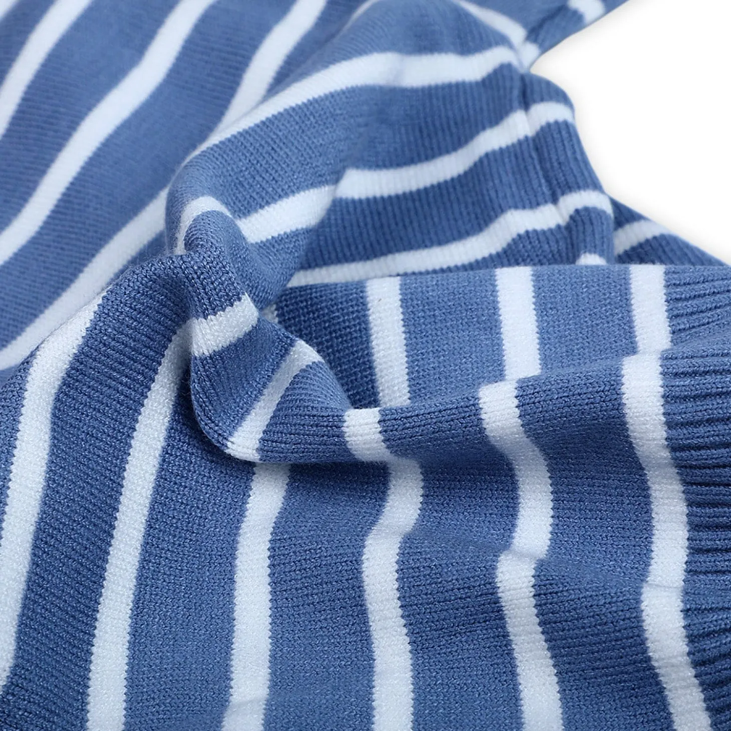 Dashing Dino Striped Premium Full Sleeves Knitted Sweater - Blue