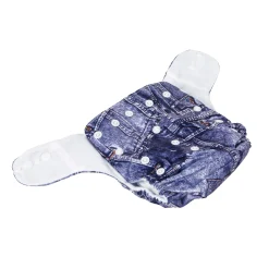 Denim Print Blue Adjustable & Washable Diaper