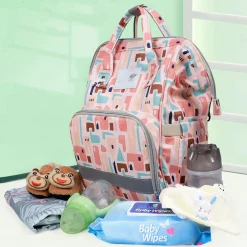 Diaper Bag Maternity Backpack Abstract Peach