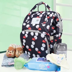 Diaper Bag Maternity Backpack Flamingo Black