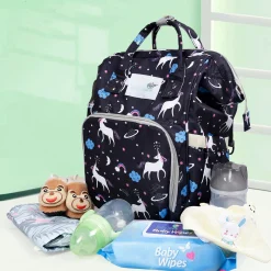 Diaper Bag Maternity Backpack Unicorn Black