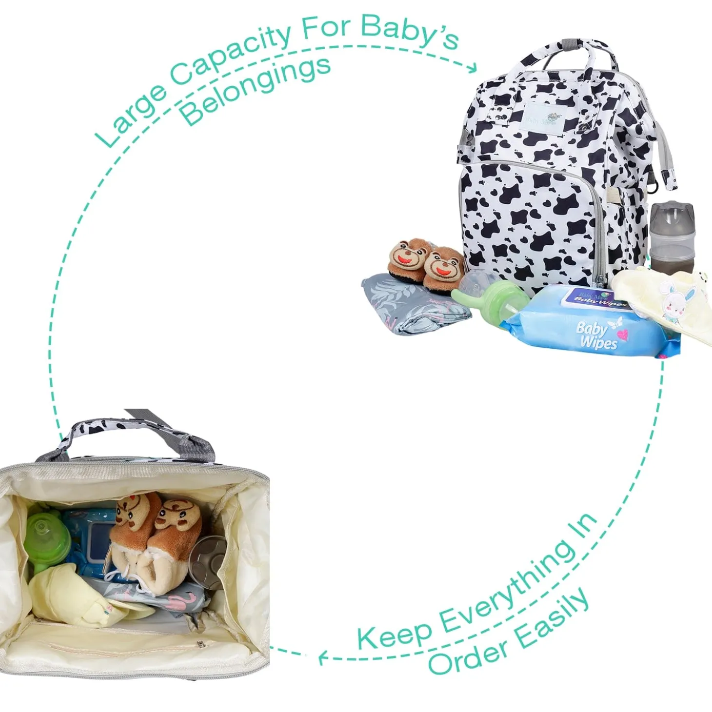 Diaper Bag Maternity Backpack Cow Black And White