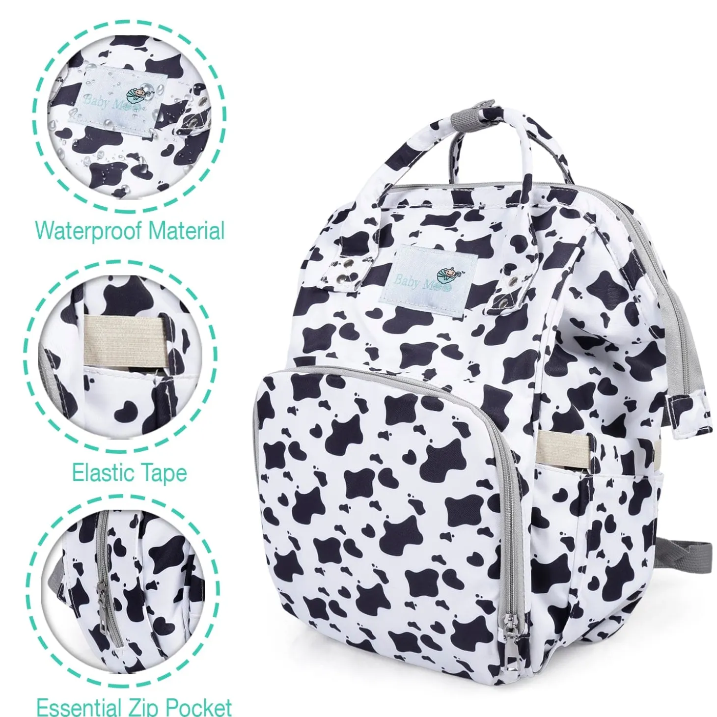 Diaper Bag Maternity Backpack Cow Black And White