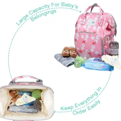 Diaper Bag Maternity Backpack Flamingo Pink