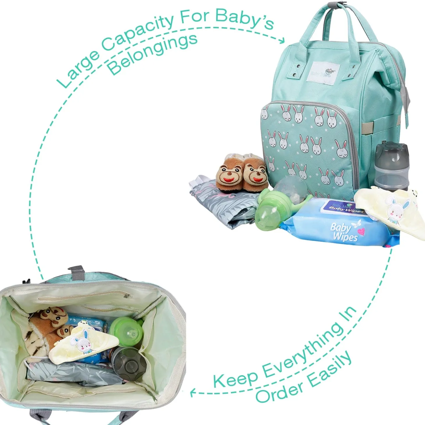 Diaper Bag Maternity Backpack Rabbit Green