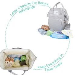 Diaper Bag Maternity Backpack Solid Grey