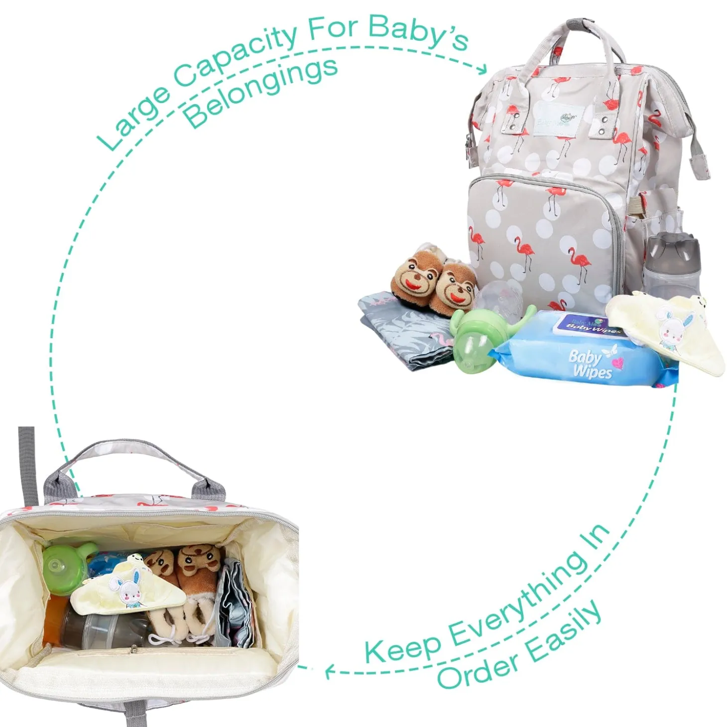 Diaper Bag Maternity Backpack Flamingo Beige