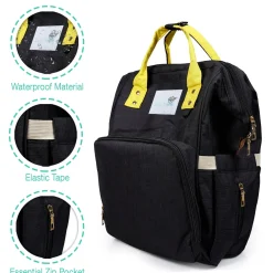 Diaper Bag Maternity Backpack Solid Black