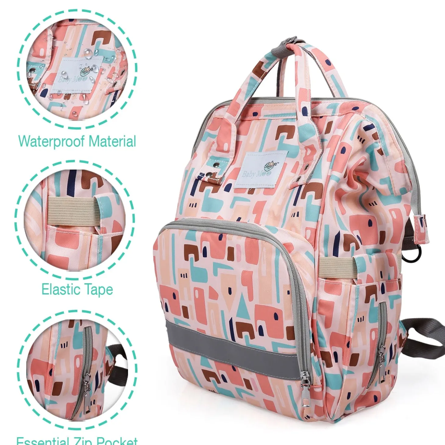 Diaper Bag Maternity Backpack Abstract Peach