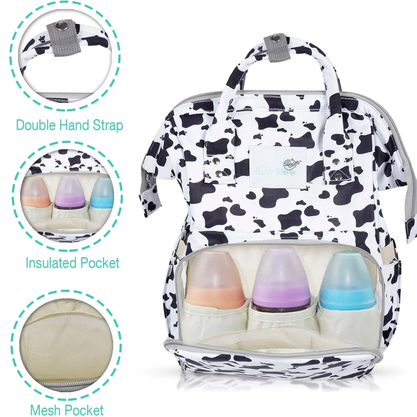 Diaper Bag Maternity Backpack Cow Black And White