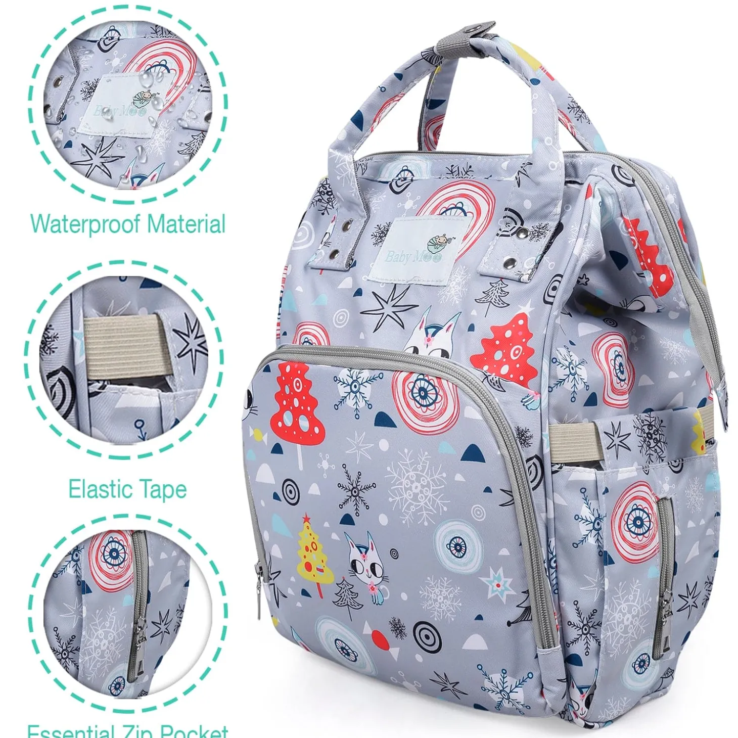 Diaper Bag Maternity Backpack Winter Wonderland Grey