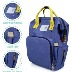 Diaper Bag Maternity Backpack Solid Blue