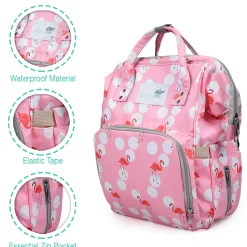 Diaper Bag Maternity Backpack Flamingo Pink