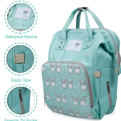 Diaper Bag Maternity Backpack Rabbit Green