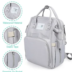 Diaper Bag Maternity Backpack Solid Grey