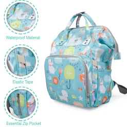 Diaper Bag Maternity Backpack Spring In The Garden Blue