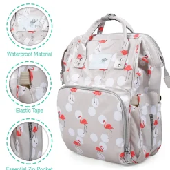 Diaper Bag Maternity Backpack Flamingo Beige